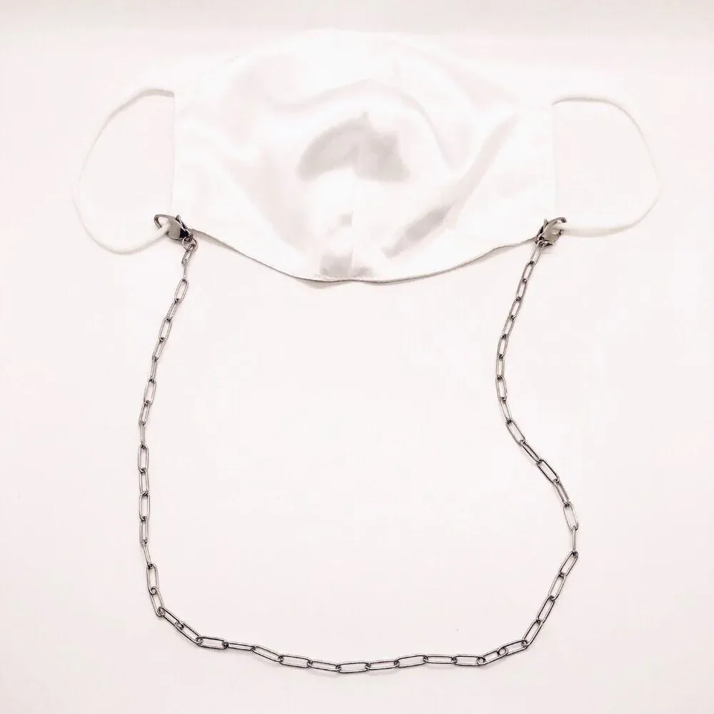 Silver Stainless Steel Paperclip Link Mask Chain Necklace